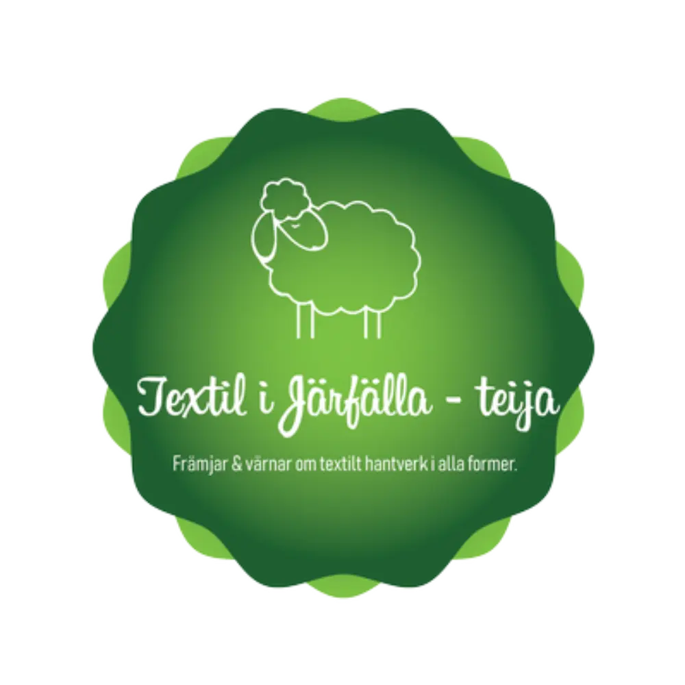 Logotyp för Teija - Textil i Järfälla med ett grönt får